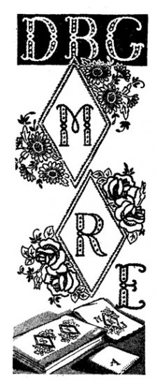 AB7277 Floral Monogram Initial Frames Roses Daisies