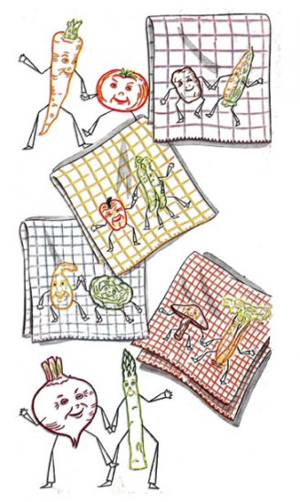 SK2168 Crazy Vegetable Couples for Dish Towels - Click Image to Close