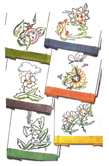 SK7438 Sweet Flower Face Designs for Guest Towels - Click Image to Close