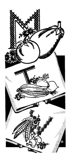 AB7219 Cross Stitch & Outline Veggies for towels DOW - Click Image to Close