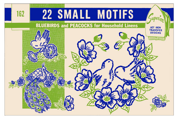 SP162 BlueBirds and Peacocks Motifs for Linens - Click Image to Close