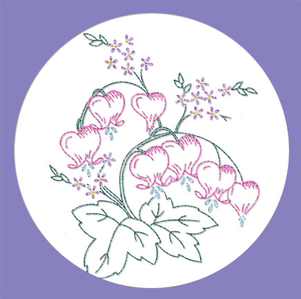 LW582 Pansies Lilacs and Bleeding Hearts Flower Designs