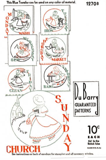DB1270 DuBarry Sunbonnet Sue Day of the Week DOW