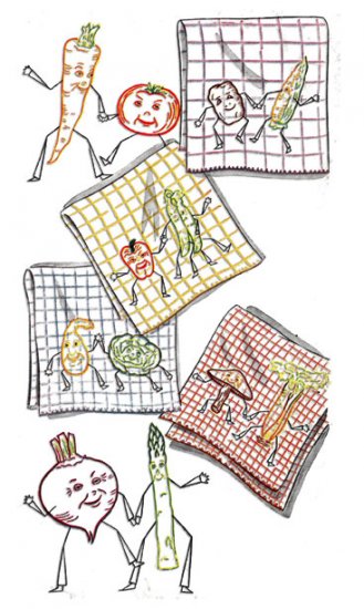 SK2168 Crazy Vegetable Couples for Dish Towels